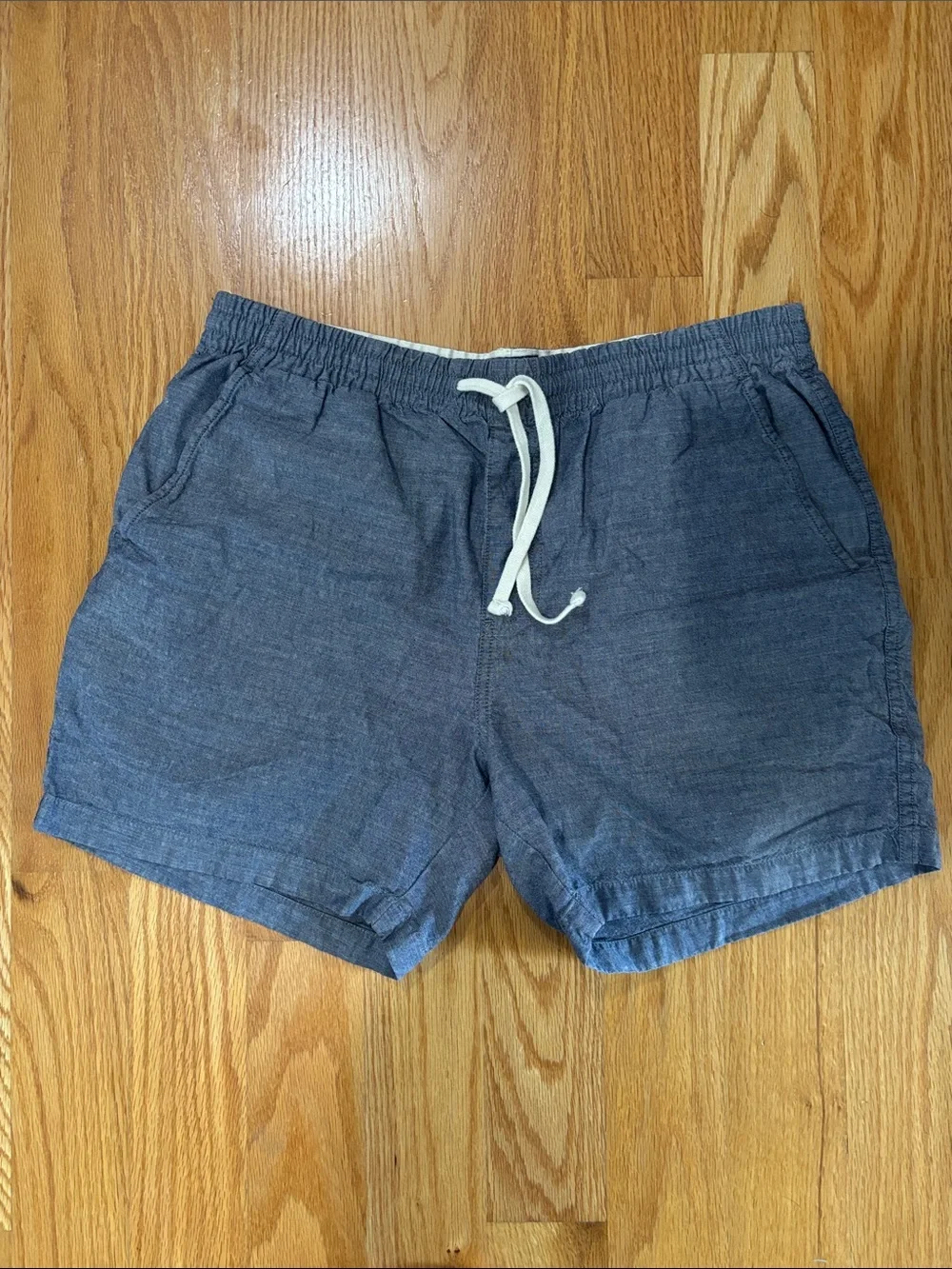 J. Crew Chambray-Style Blue Drawstring Hybrid Shorts